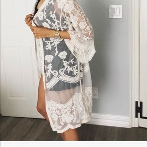 Beautiful white lace kimono jacket